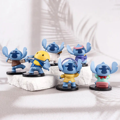6.5-8cm Anime Figurine Lilo & Stitch Stitch Music Party Cute Cool Action Model Pvc Toy Collection Desktop Accessories Gift