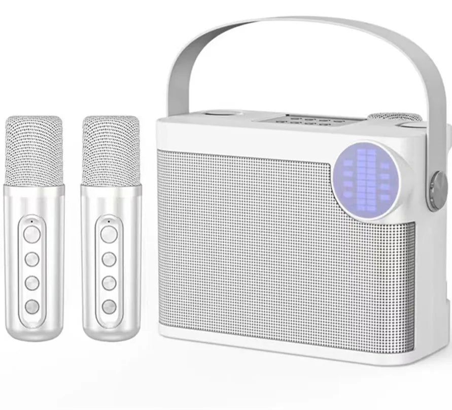 #LED Powerful Wireless Portable Dual Microphones Bluetooth 5.3 Speaker Hifi Stereo Family Party Karaoke Subwoofer Boombox gifts