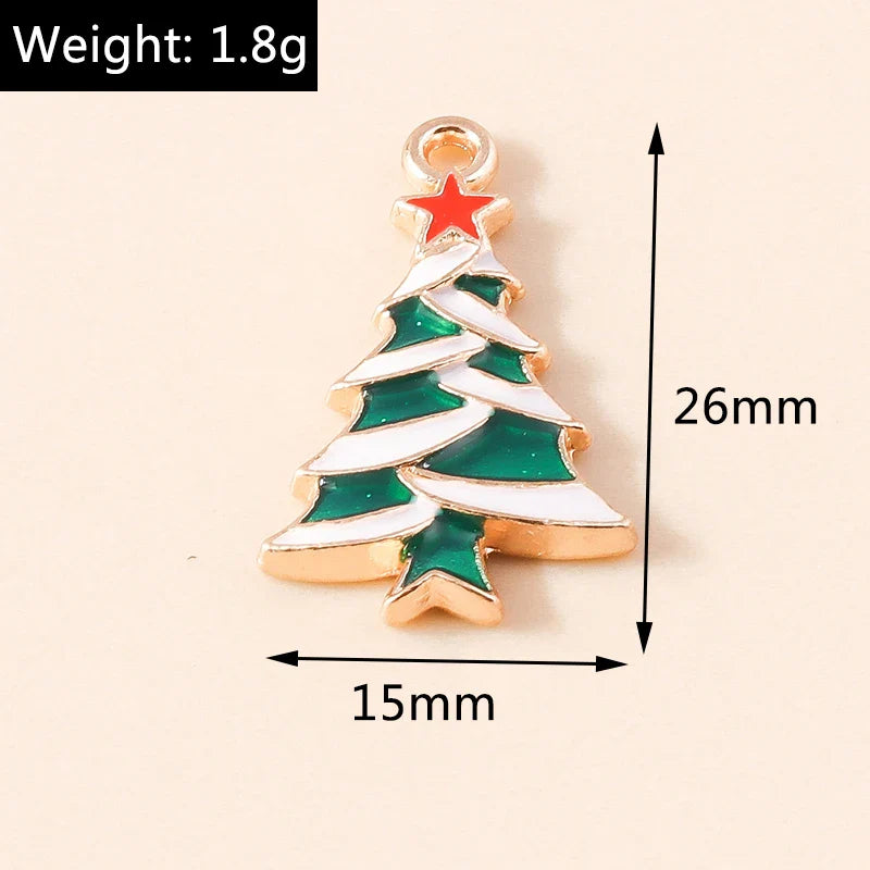 Leslie-Breloques de Noël en émail, arbre flocon de neige, chaussette, cerf, bonhomme de neige, bijoux de bricolage, cadeaux de Noël et du Nouvel An, 10 pièces