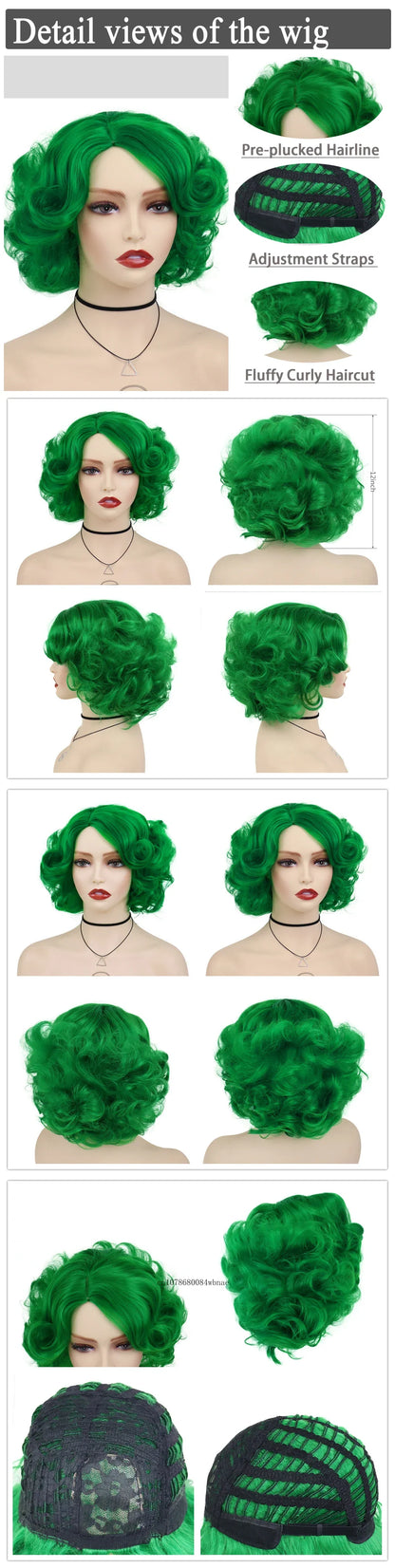 Synthetic Hair Pink Short Curly Wig for Women Big Wavy 80s Cosplay Wigs Halloween Costume Harajuku Anime Wig Natural Looking
