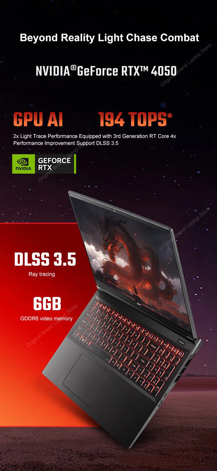 2024 Acer Nitro Dragon Gaming Laptop 16 Inch 2.5K 165Hz IPS Screen Netbook Ryzen R7-7435H 32GB 1TB RTX4060 Gaming Notebook PC