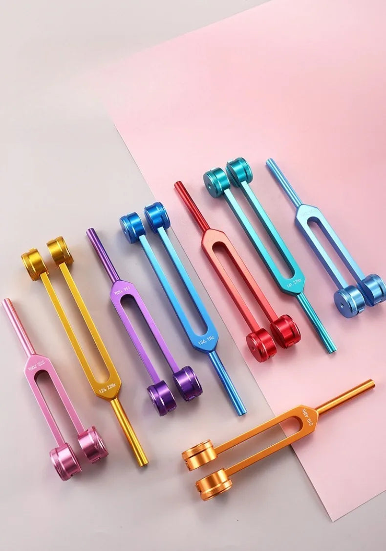 Ensembles de diapasons Chakras colorés, diapason de guérison, fourchettes de méditation en alliage d'aluminium, Instruments de Percussion portables