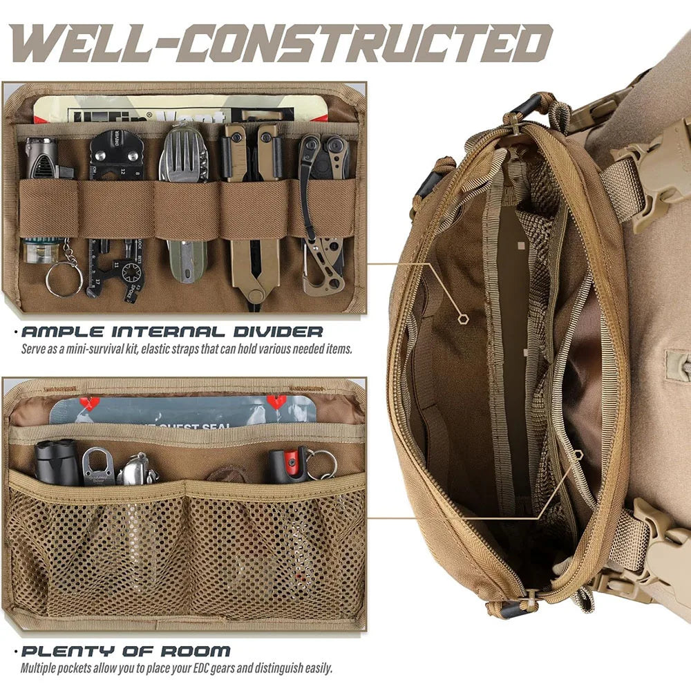 Tactical Chest Bag, Camping, Hunting, Fishing, Travel Backpack, Molle Vest, EDC Front Pouch, Outdoor Reconnaissance Kit, Waist Shoulder Bags