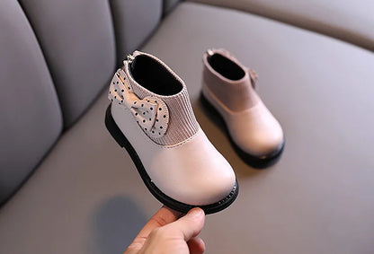 Enfants bottes courtes filles chaussures automne hiver chaud tricoté enfants bottes princesse doux arc enfant en bas âge filles bottes chaussures enfant H11071