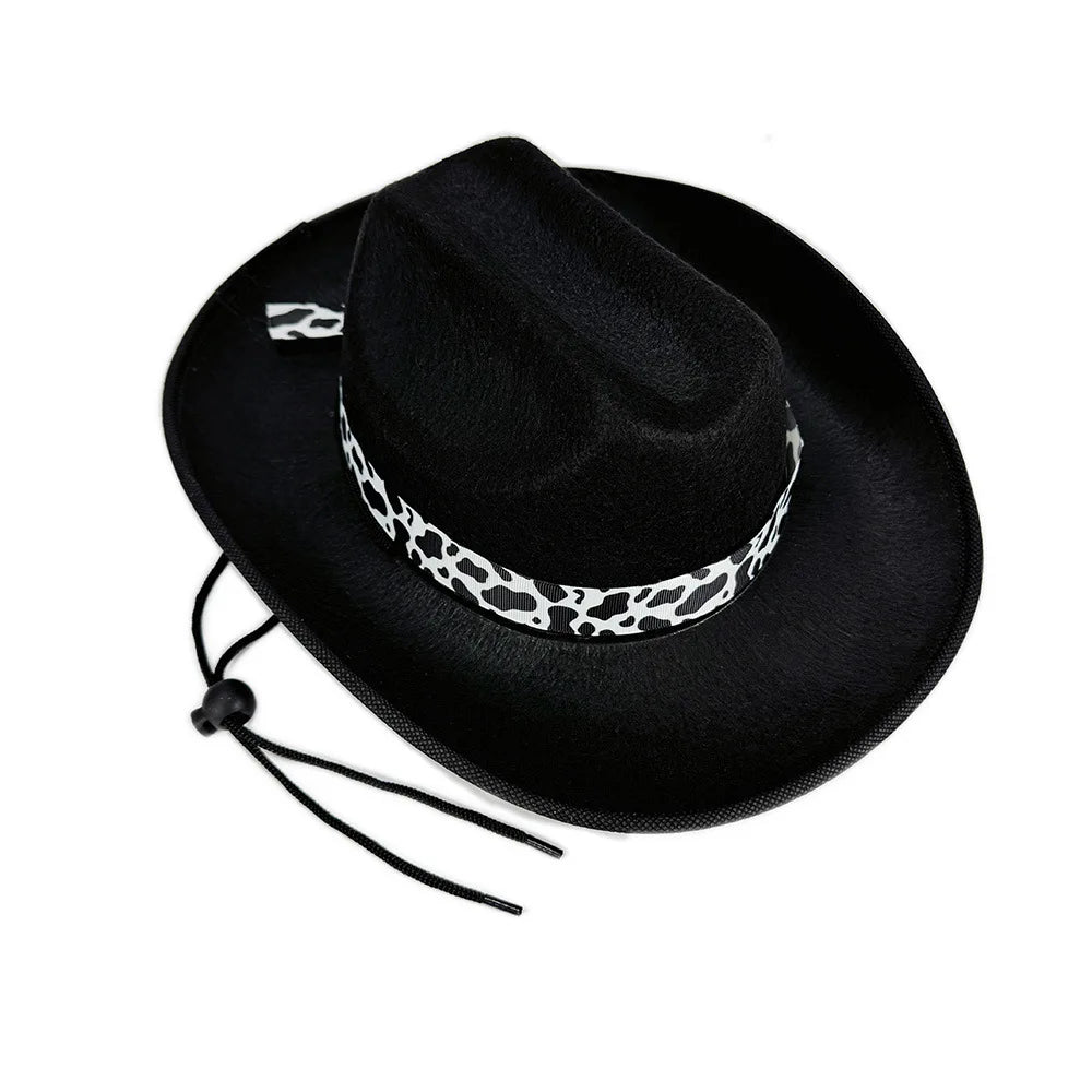 Children's Cowboy Hat, High-Quality Cowgirl Hat, Cow Print Jazz Hat, Festive for Festival, Western Themed Event, Party