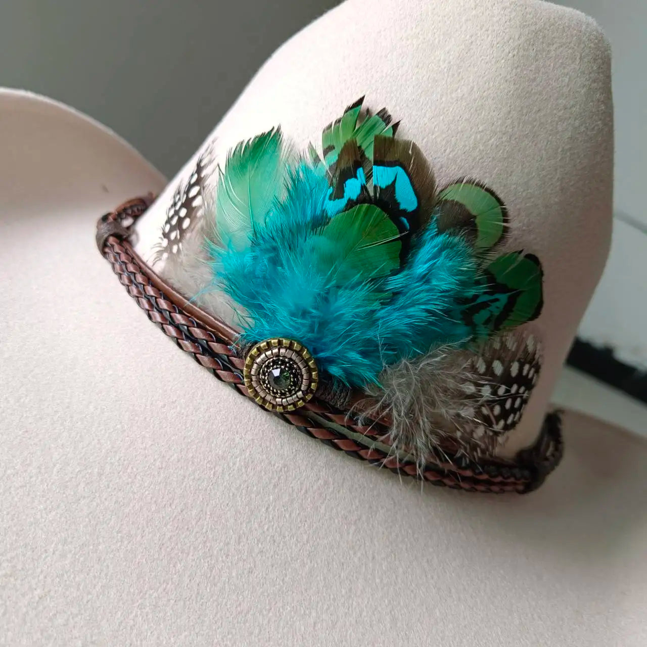 Chapeau de cowboy occidental à large bord pour homme, casquettes d'église Everche, Fascinateur vintage, chapeau de cowgirl jazz, zones bre, nouveau, 9cm