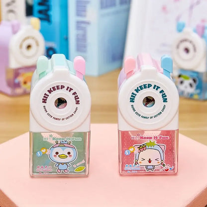 Cute Cartoon Animal Pencil Sharpener - Hand-Cranked Mechanical Tool, Anti-Sticking Lead, Auto-Lead Feed, Ideal School Supply & K