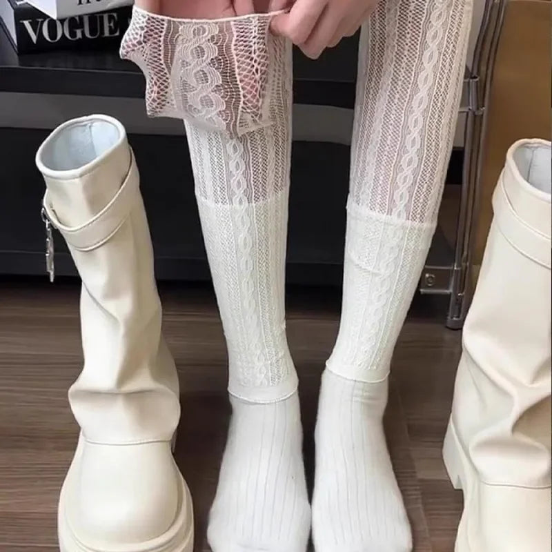 Lace Ballet Style Leggings, Mesh Leg Warmers for Women and Girls, Kawaii Lolita Socks, Boot Cuffs, Thin Summer Socks, Knitted Sleeve Cover