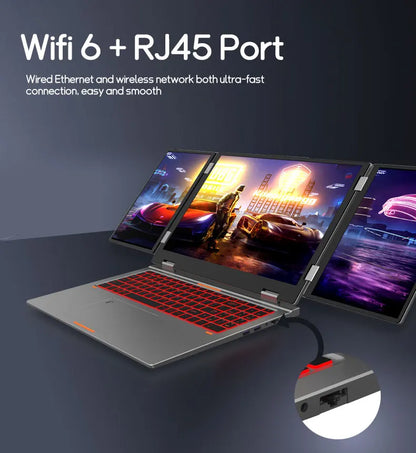 CRELANDER MAX16 New Laptop Triple Screen Intel Core i7 CPU 16 inch +dual 10.5 inch Face Recognition RJ45 M2 SSD Notebook Laptop