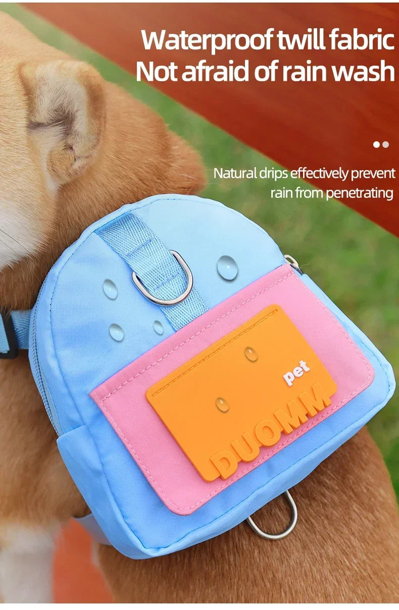 Sac à dos portable pour animaux de compagnie avec collier SFP, sacs à crottes, sacs de récompense, voyage en plein air, entraînement de chien, friandises pour chiots, poudres anale.