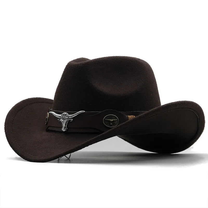 Nouveau chapeau de Cowboy occidental à bord roulé casquette de Cowgirl Cowboy Jazz Fedora chapeaux casquette en feutre avec bande de vache pour femmes hommes enfants