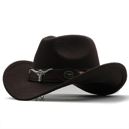 Nouveau chapeau de Cowboy occidental à bord roulé casquette de Cowgirl Cowboy Jazz Fedora chapeaux casquette en feutre avec bande de vache pour femmes hommes enfants