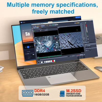 Xiaman 15.6" Intel Core i3 6100U Laptop Computer Windows 11 Pro 16GB RAM 512GB 1TB SSD Portable Notebook PC Office Study Laptops