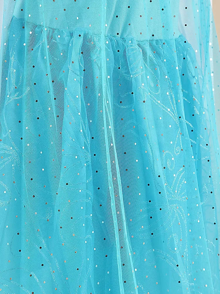 Elsa Costumes for Girls 2025 White Sequins Carnival Party Kids Clothes Children Halloween Cosplay Snow Queen Elsa Princess Dress