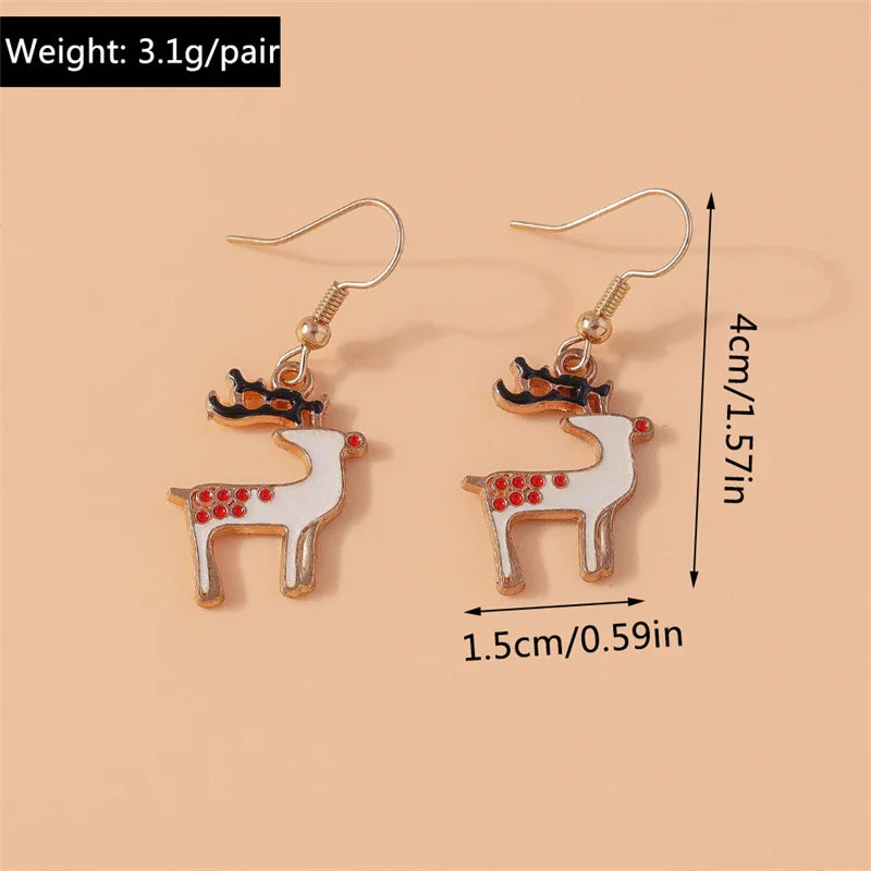 Fashion Merry Christmas Tree Deer Snowflake Santa Claus Drop Earrings for Women Girls New Year Party Festival Jewelry Gifts