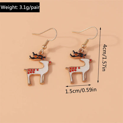 Fashion Merry Christmas Tree Deer Snowflake Santa Claus Drop Earrings for Women Girls New Year Party Festival Jewelry Gifts