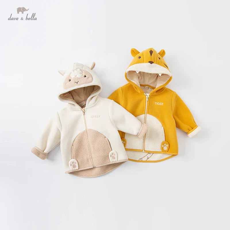 Dave Bella Cute Animal Shape Children Hoodie Cartoon Boys Girls Coat Autumn Warm Hooded Outerwear Toddler Girl Clothes DBX14462