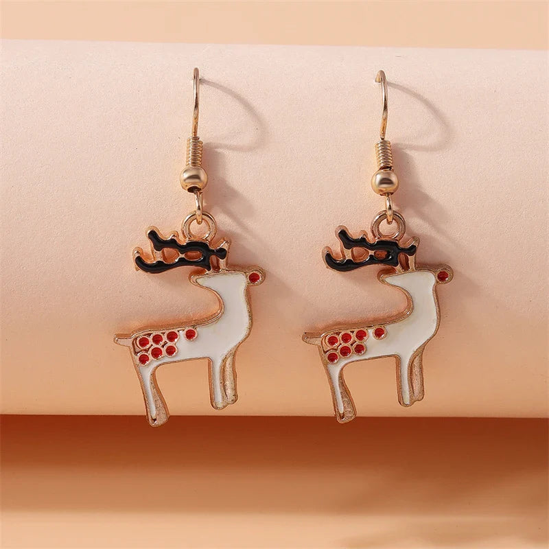 Fashion Merry Christmas Tree Deer Snowflake Santa Claus Drop Earrings for Women Girls New Year Party Festival Jewelry Gifts