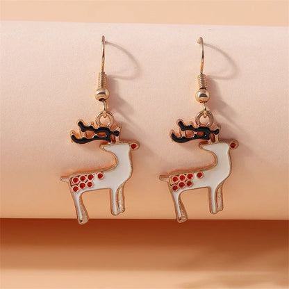 Fashion Merry Christmas Tree Deer Snowflake Santa Claus Drop Earrings for Women Girls New Year Party Festival Jewelry Gifts