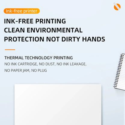 Thermal Printer 200dpi Mini Portable Bluetooth Rechargeable Inkless Thermal Printer for School  Inkless Thermal Printer