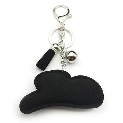 Porte-clés rétro imprimé léopard pour femmes et hommes, chapeau de Cowgirl, pompon noir, strass, breloque pour sac d'homme, porte-clés suspendu, bijoux cadeaux