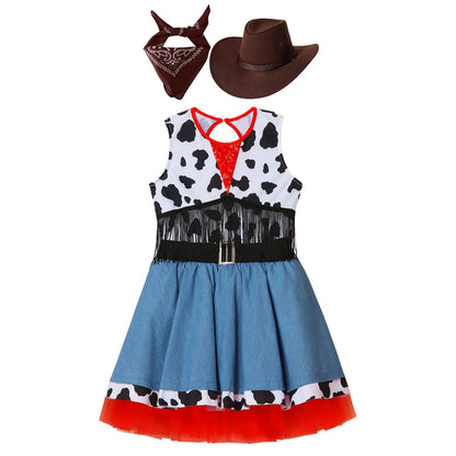 Wild West Cowgirl Cosplay Costume Set Cowboy Halloween Carnival Cosplay Dress Up Outfit Festival Dance Party Stage Performance