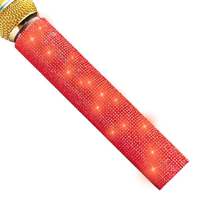 Housse de microphone en strass scintillants, manchon décoratif pour micro sans fil, doré, argent, rouge, pour discothèque, scène, fête, émission de télévision