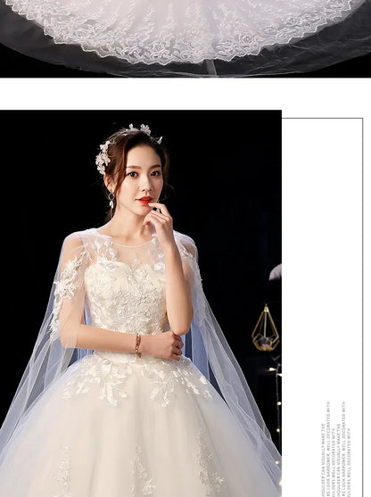 Robe de mariée personnalisée à lacets, broderie, traîne, princesse, vintage, grande taille, robes de bal