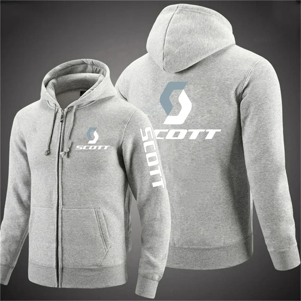 2025 Men's fashion casual SCOTT Hoodies hip hop sweatshirt Street hip hop hooded sweatshirt solid color zipper coat