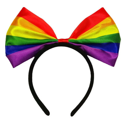 Colorful Rainbow Bowknot Hair Hoop Beautiful Fabric Art Rainbow Bow Headband Soft Durable Party Head Hoop Party Supplies