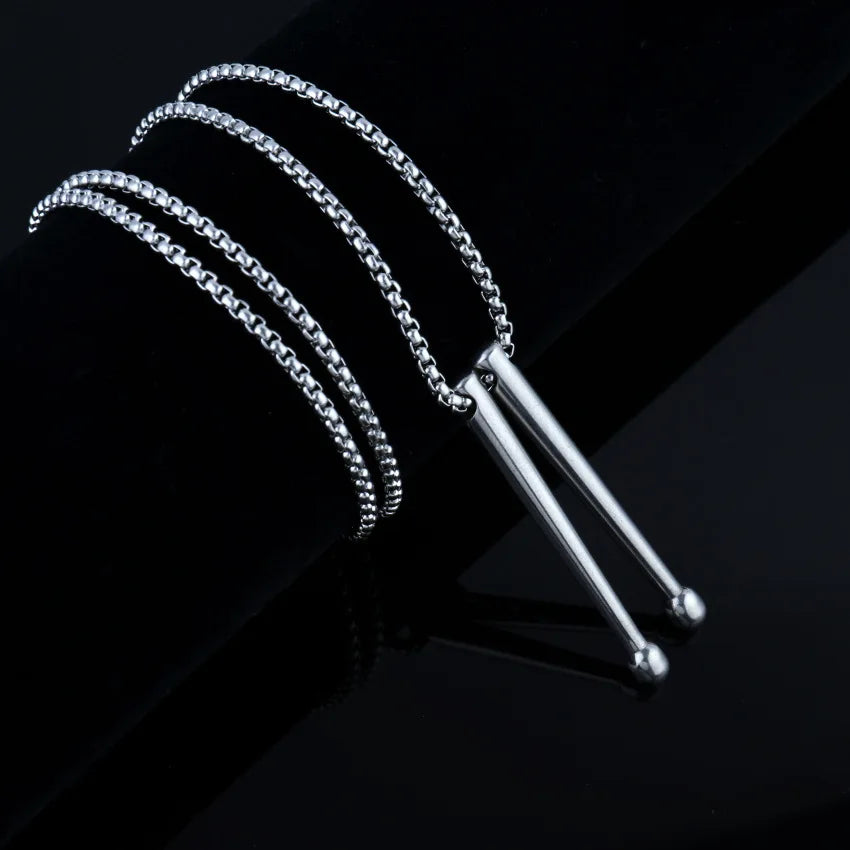 Tambour collier baguettes Punk bijoux Punk baguettes pendentif collier Cool tambour bâton collier pour femmes hommes tambour bâton