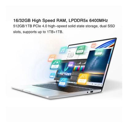 HONOR Laptop MagicBook X16 Plus 2024 BRI-721 16"Inch 2.5K 120Hz AMD Ryzen R7 8845HS 16/32GB 1TB Computer PC Notebook Ultrabook