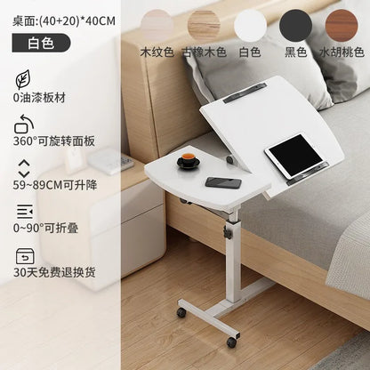 Table de lit inclinable avec roulettes, bureau de chevet réglable en hauteur, 2 ordinateurs de bureau inclinables, bureau sur pied pour ordinateur portable