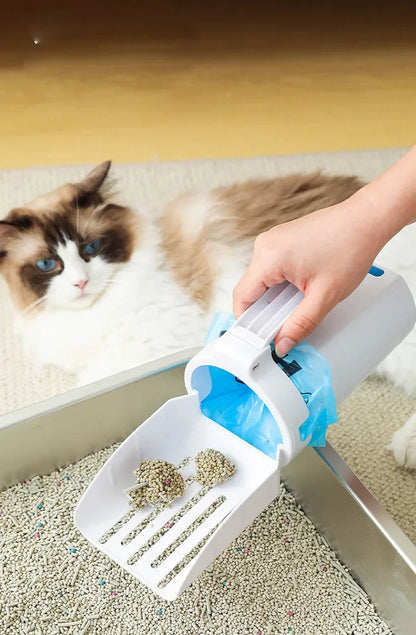 Pelle à litière pour chat, cuillère à litière Portable pour chat avec poubelle intégrée, grande pelle à litière, système d'élimination des merdes de chat