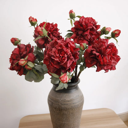 Grand Bouquet de pivoines blanches haut de gamme, fleurs artificielles pour décoration de mariage, de maison, fausses fleurs pour le nouvel an, décorations d'automne