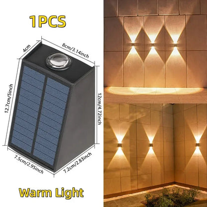 LED lumières solaires extérieur lampe murale à énergie solaire étanche décorations de jardin extérieur lumière du soleil pour rue balcon Villa lampe