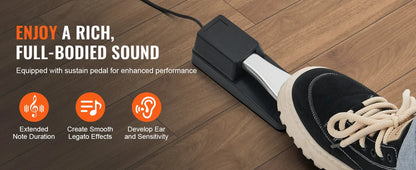VEVOR Piano numérique, 88 touches entièrement pondérées, ensemble piano à clavier électrique portable avec double clavier, haut-parleurs, pédale de sustain, casque, Bluetooth USB MIDI, pour débutants