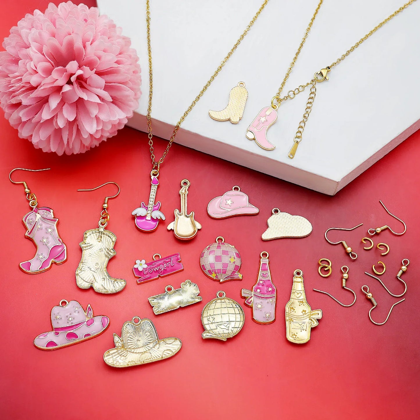 Western Cowboy Pendant DIY Handmade Making Jewelry for Earrings Bracelet Necklace Enamel Cowgirl Hat Boots Charms Accessories