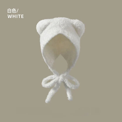 Chapeau en laine avec oreilles d'ours pour femme, bonnet de protection des oreilles à lacets, bonnets de bombardier pour l'extérieur, chaud, mode, cadeau de nouvel an, automne, hiver