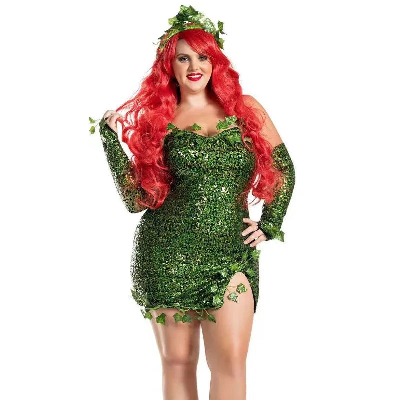 2025 European and American Costumes Adult Leaves Halloween Costumes Dance Dresses