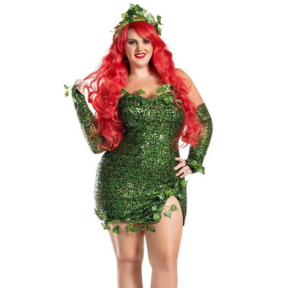 2025 European and American Costumes Adult Leaves Halloween Costumes Dance Dresses