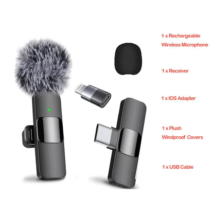 Microphone professionnel à revers Lavalier sans fil, pour iPhone, enregistrement Android, pour Interview, vidéo, Podcast, Vlog, YouTube