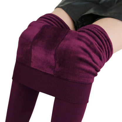 Femmes hiver Leggings chaud Leggins taille haute couleur unie velours femmes épaissi velours Leggings décontracté extensible Leggings