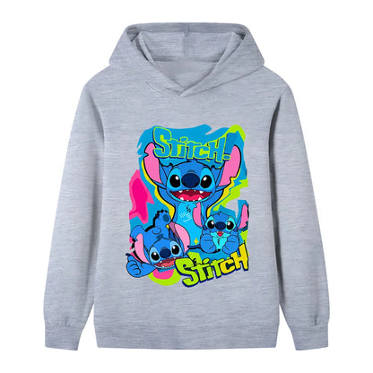Sweats à capuche mignons et à la mode Stitch pour garçons et filles, confortables et polyvalents pour l'automne et l'hiver