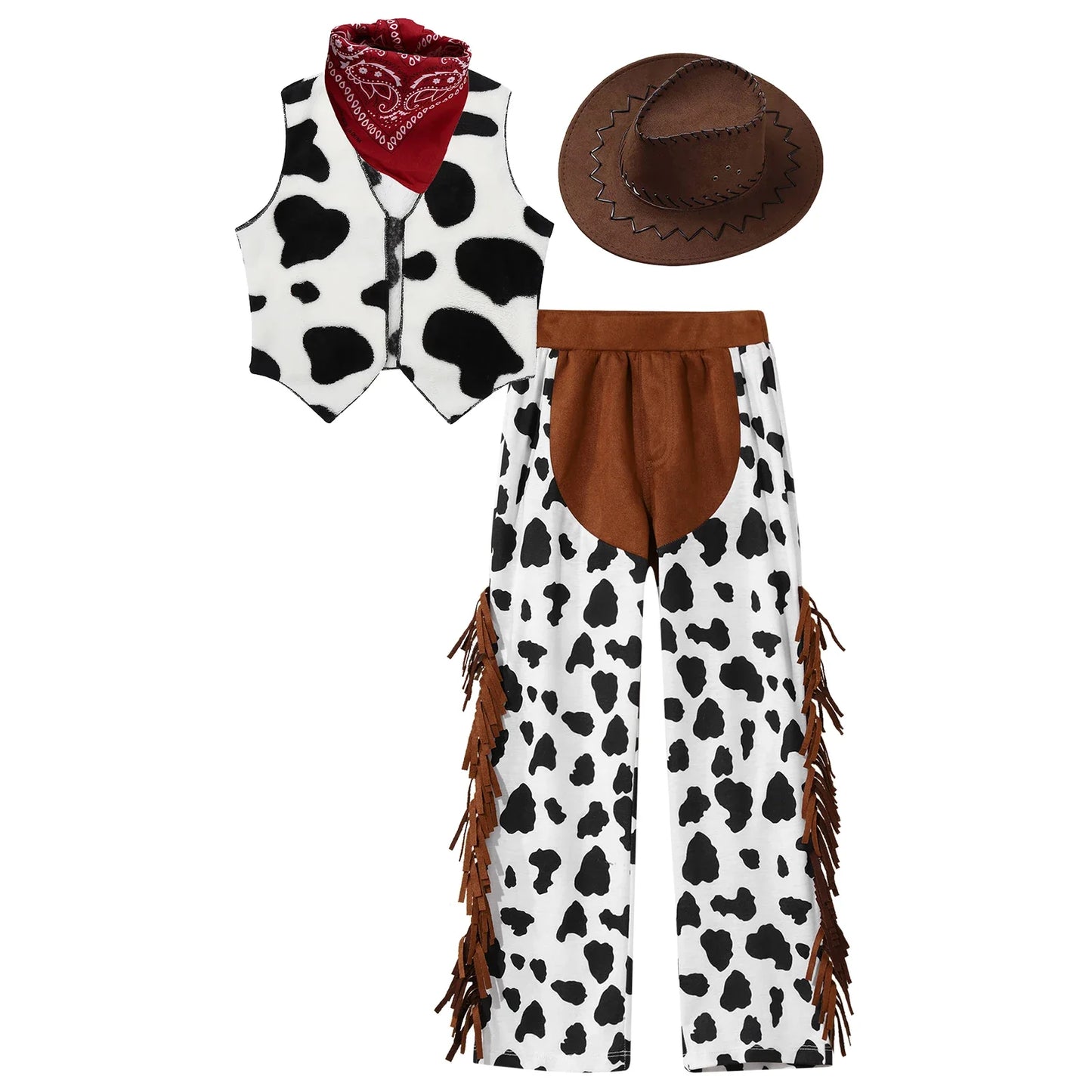 Costume de Cowboy Occidental pour Enfant, Déguisement de Cowgirl, Jeu, Interface West, ixd'Halloween, Cosplay, Ensembles de 4 Pièces, Performance sur Scène Trempée
