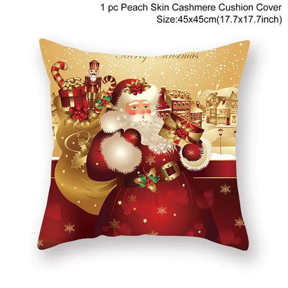 Housse de coussin de noël, père noël, décor de joyeux noël pour la maison, ornements de noël 2025, cadeaux de noël, nouvel an 2026