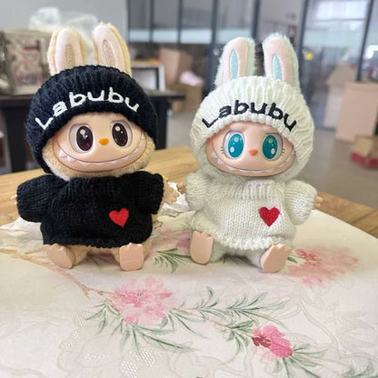 [Clothes only] Second-generation blind box Rabub sitting party doll clothes LABUBU love sweater bear label hat