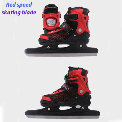 Chaussures de patins à glace extensibles, chaussures de hockey sur glace réglables, chaussures de patinage de vitesse épaisses et chaudes pour filles, garçons, femmes et hommes
