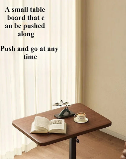 Table de chevet à petit bord en acier inoxydable, bureau Mobile pour la maison, chambre à coucher avec roulettes, bureau d'apprentissage à levage facile, établi