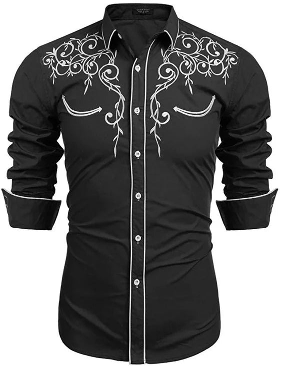 Chemise en denim western pour homme, confortable et douce, à manches longues, idéale pour le quotidien, avec boutons tendance